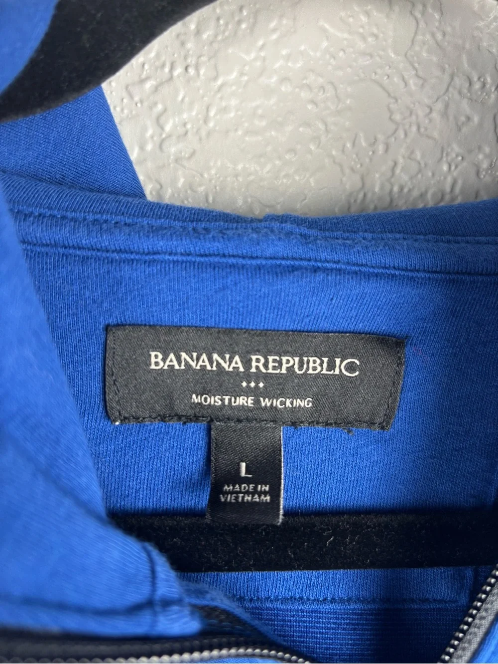 Banana Republic Men Moisture Wicking Quarter Zip Hoodie Royal Blue Large